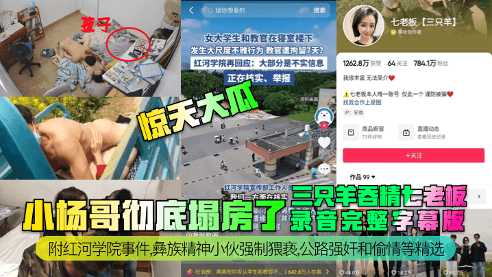 惊天大瓜小杨哥彻底塌房了三只羊吞精齐老板录音完整字幕版附红河学院事件彝族精神小伙强制猥亵公路强奸和偷情等精选高清海报